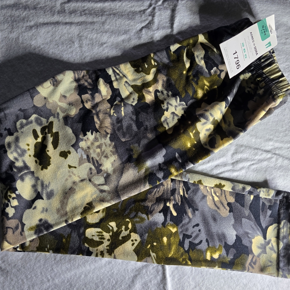 Agnes & Dora Kids Floral Leggings - Gray and Yellow